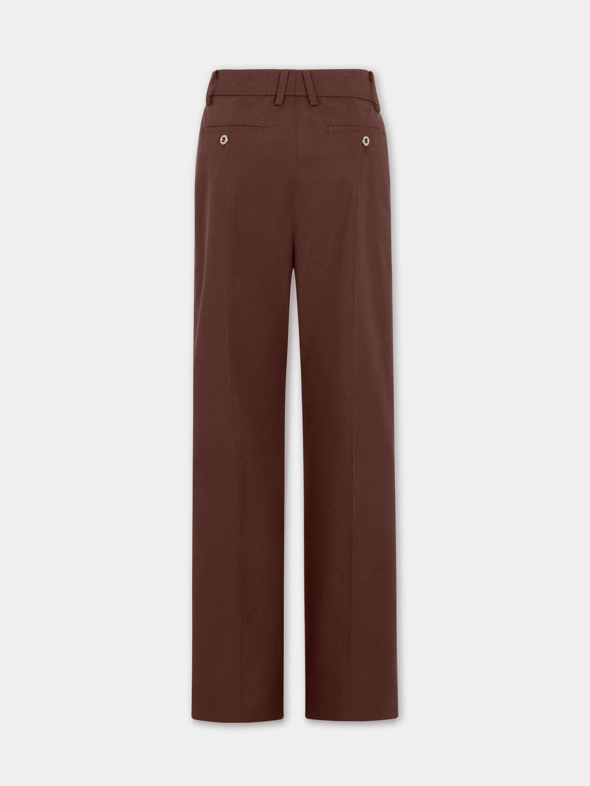 Straight tailored trousers in brown cotton and wool