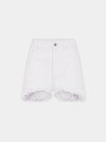 Mini short en denim blanc avec franges