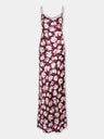 Robe longue magenta à motif floral en satin de soie