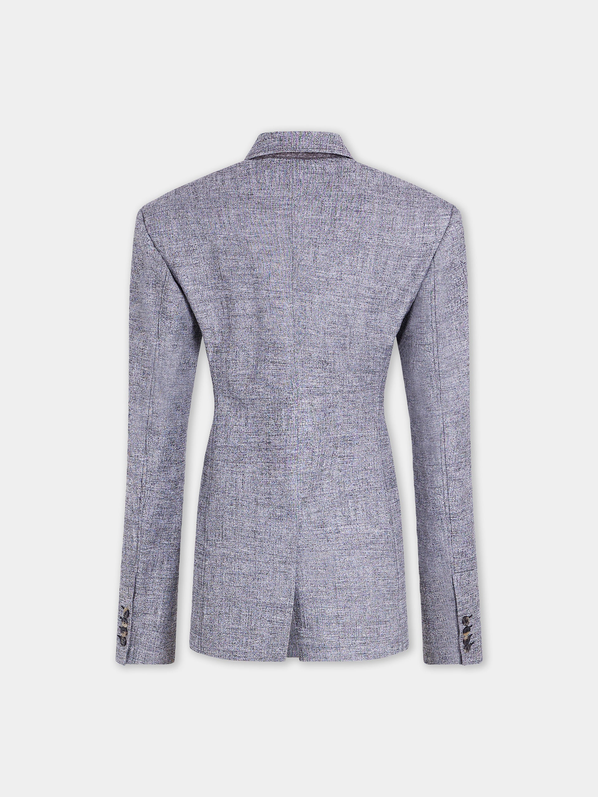 Veste blazer tailleur en laine gris chiné