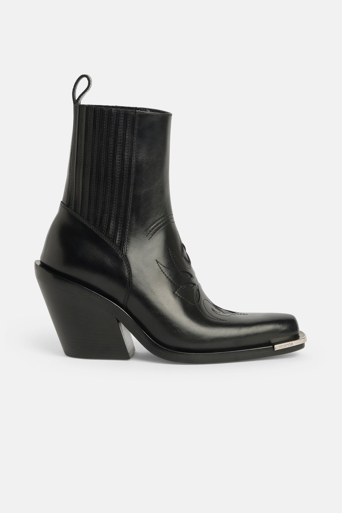 Santiag booties in black leather with cut-out detailing - Image 1