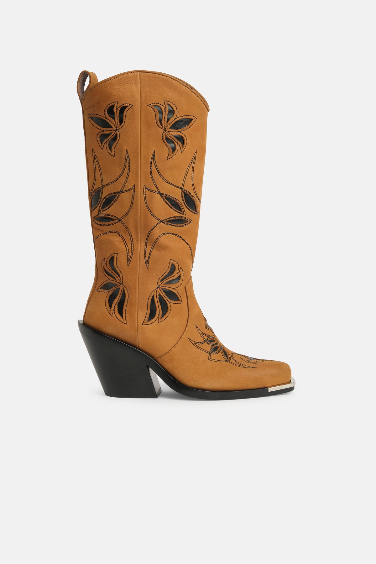 Santiag boots in camel nubuck leather with cut-out detailing - Image 1