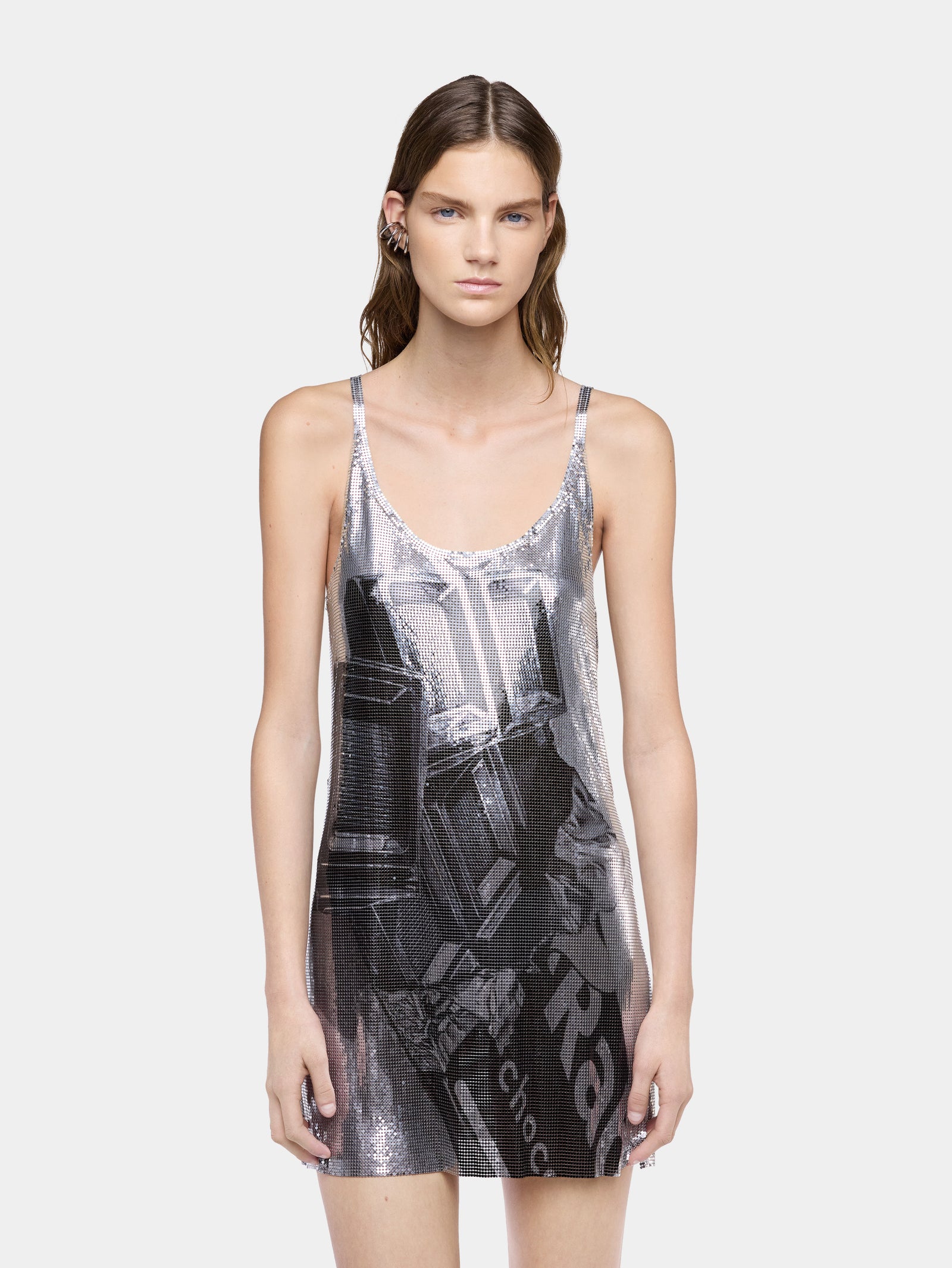 Robe mini débardeur Ohmori x Rabanne en mesh imprimé tablette de chocolat - Image 1