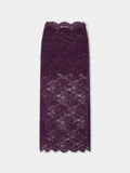 Midi skirt in magenta layered lace