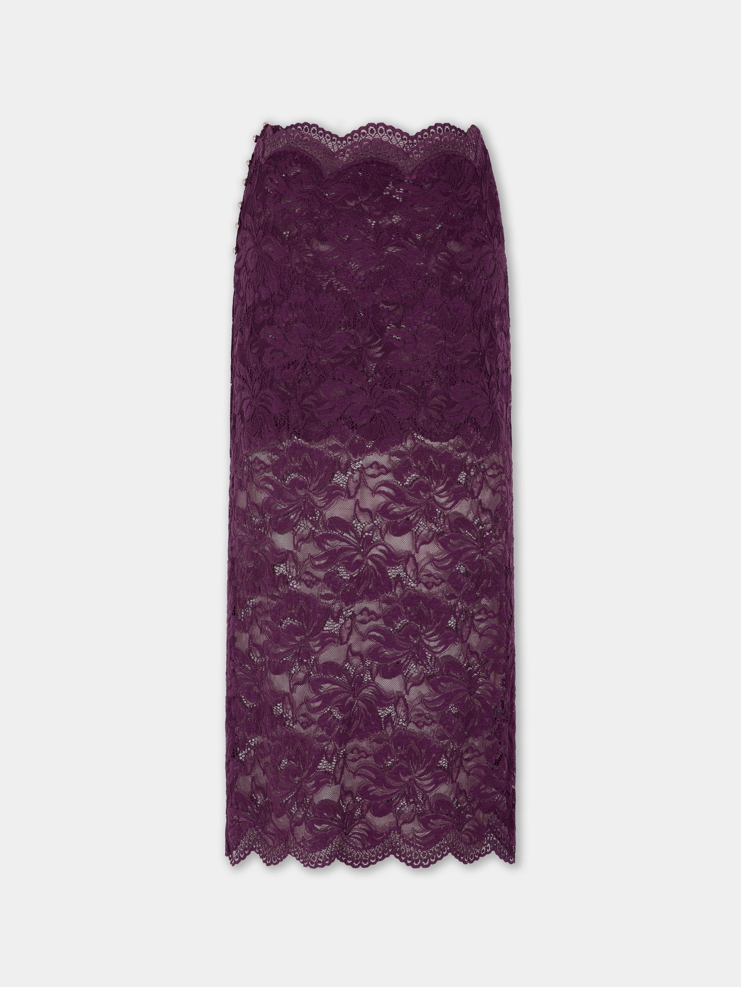 Midi skirt in magenta layered lace