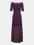 Robe midi en dentelle magenta superposée