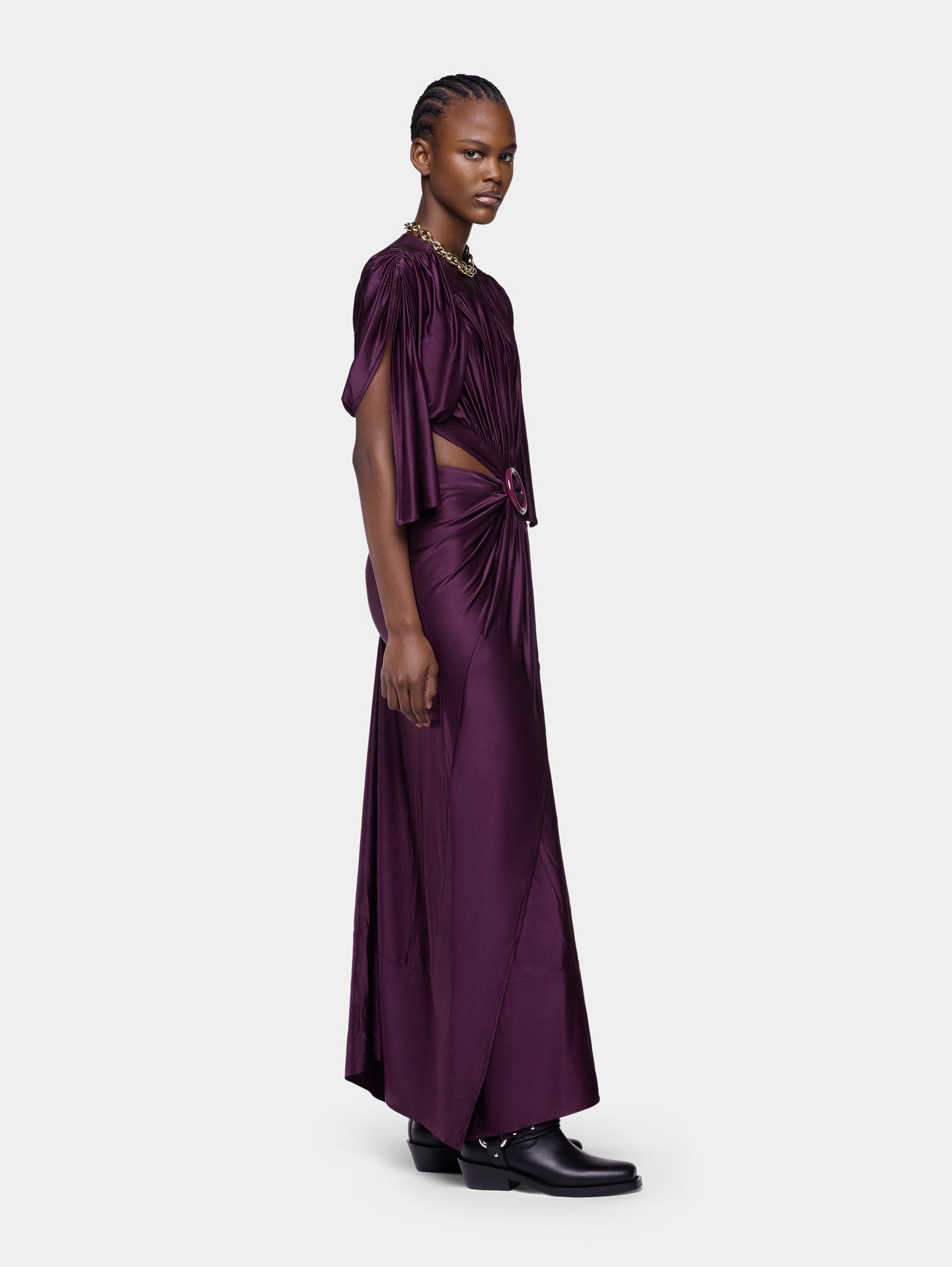 Robe midi asymétrique avec détails froncés - Image 3