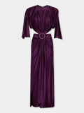 Midi magenta asymmetrical dress with ruched details