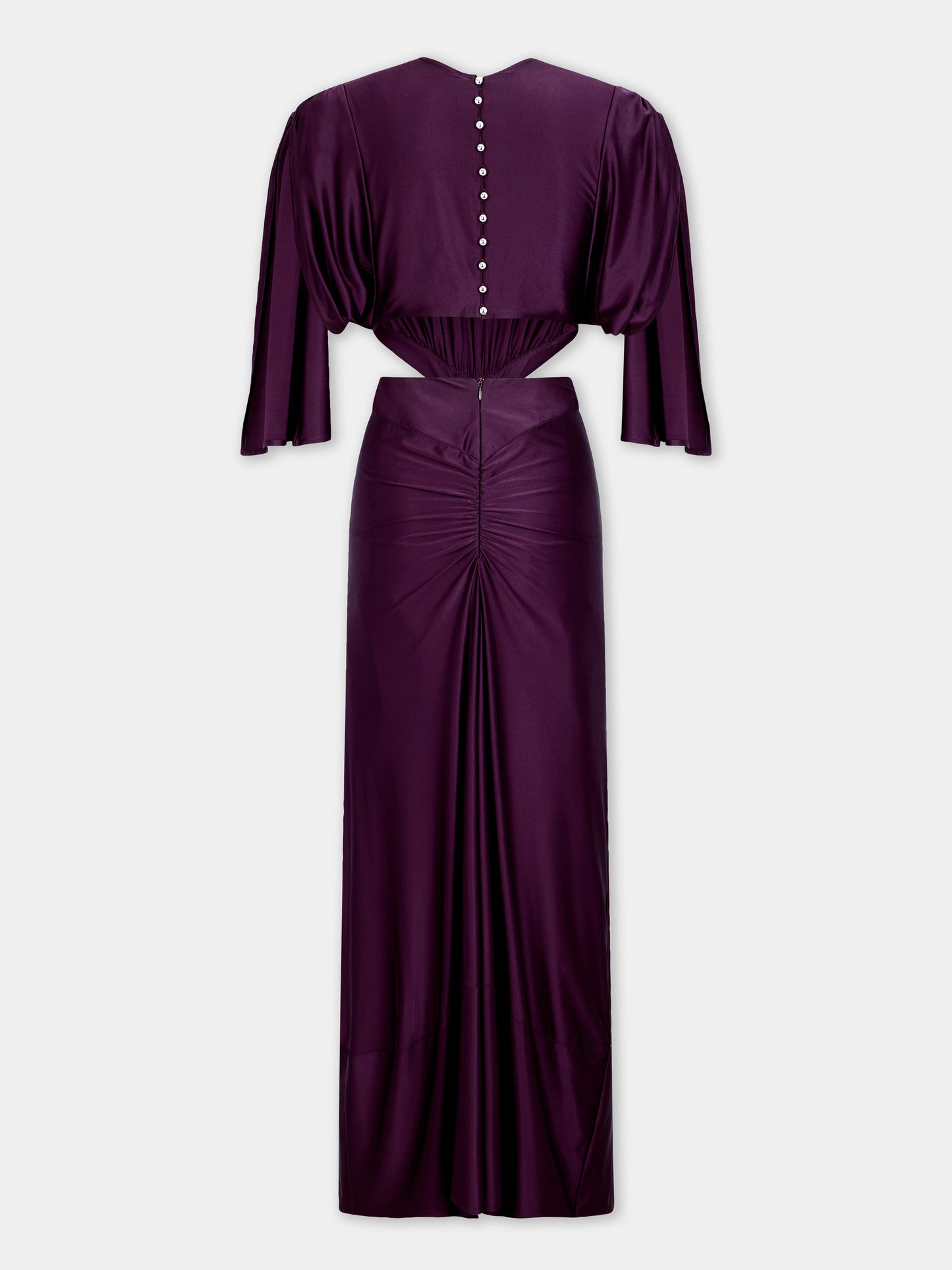 Midi magenta asymmetrical dress with ruched details