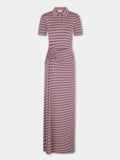 Long piercing dress in striped viscose jersey