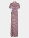 Long piercing dress in striped viscose jersey