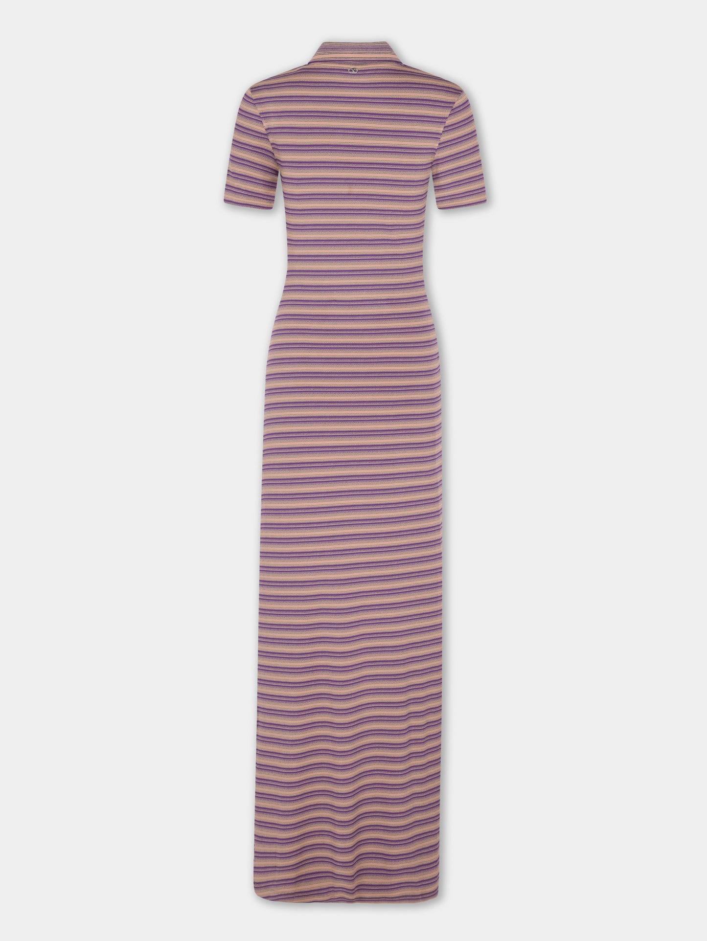 Long piercing dress in striped viscose jersey