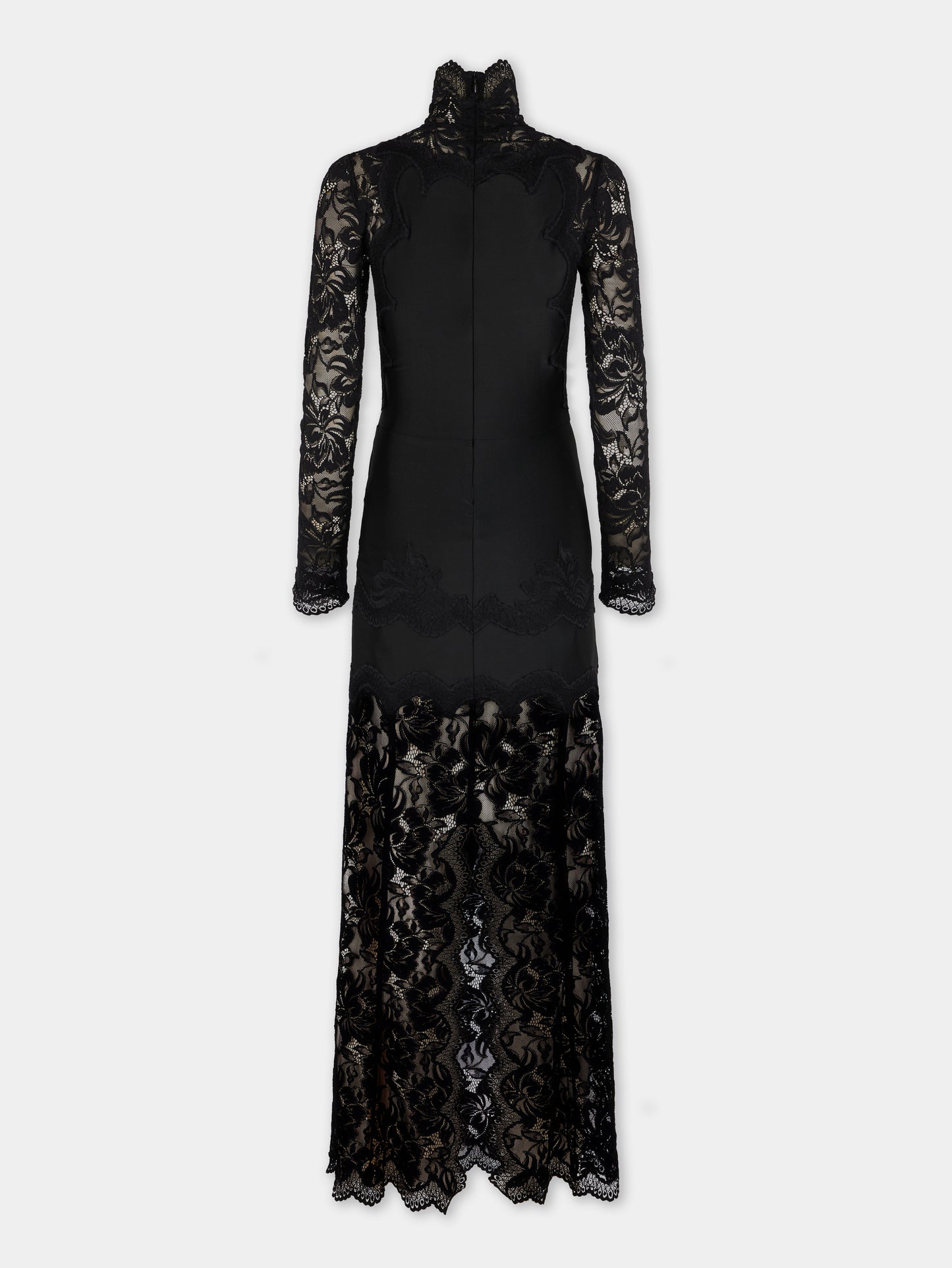Black long dress in lace and jersey position 9