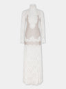 Ivory long dress in lace and jersey