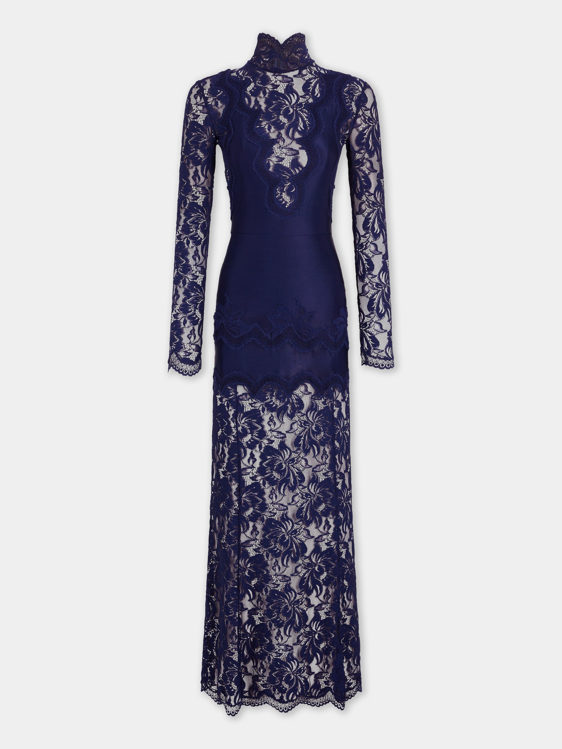 high fashion lace dresses Navy long dress in and jersey – Rabanne best-holidaysale1219-12/21
