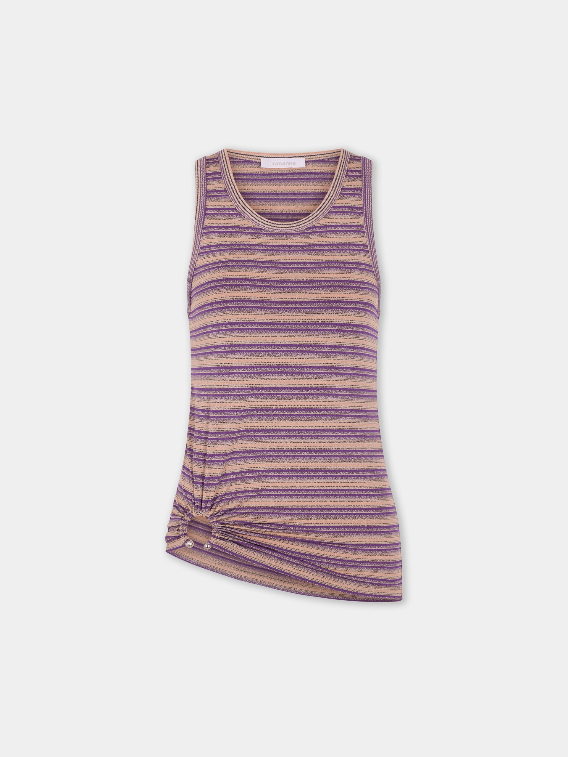 Striped piercing tank top in viscose jersey
