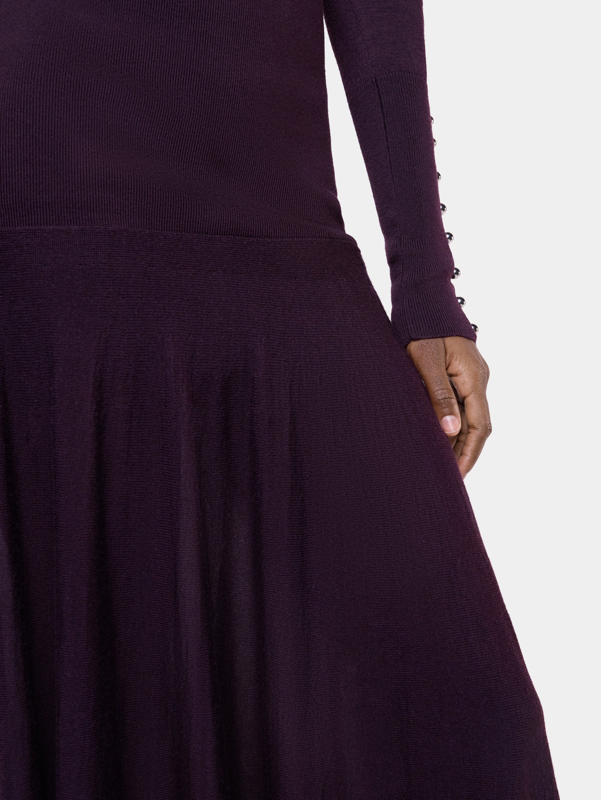 Magenta wool long knit fluid skirt