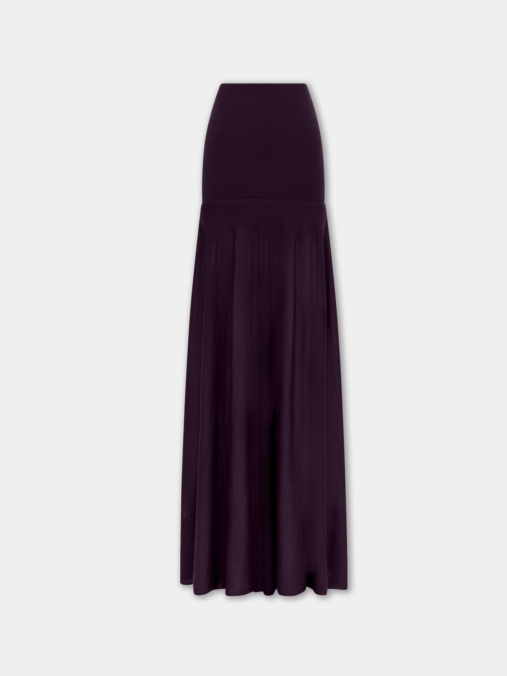 Magenta wool long knit fluid skirt