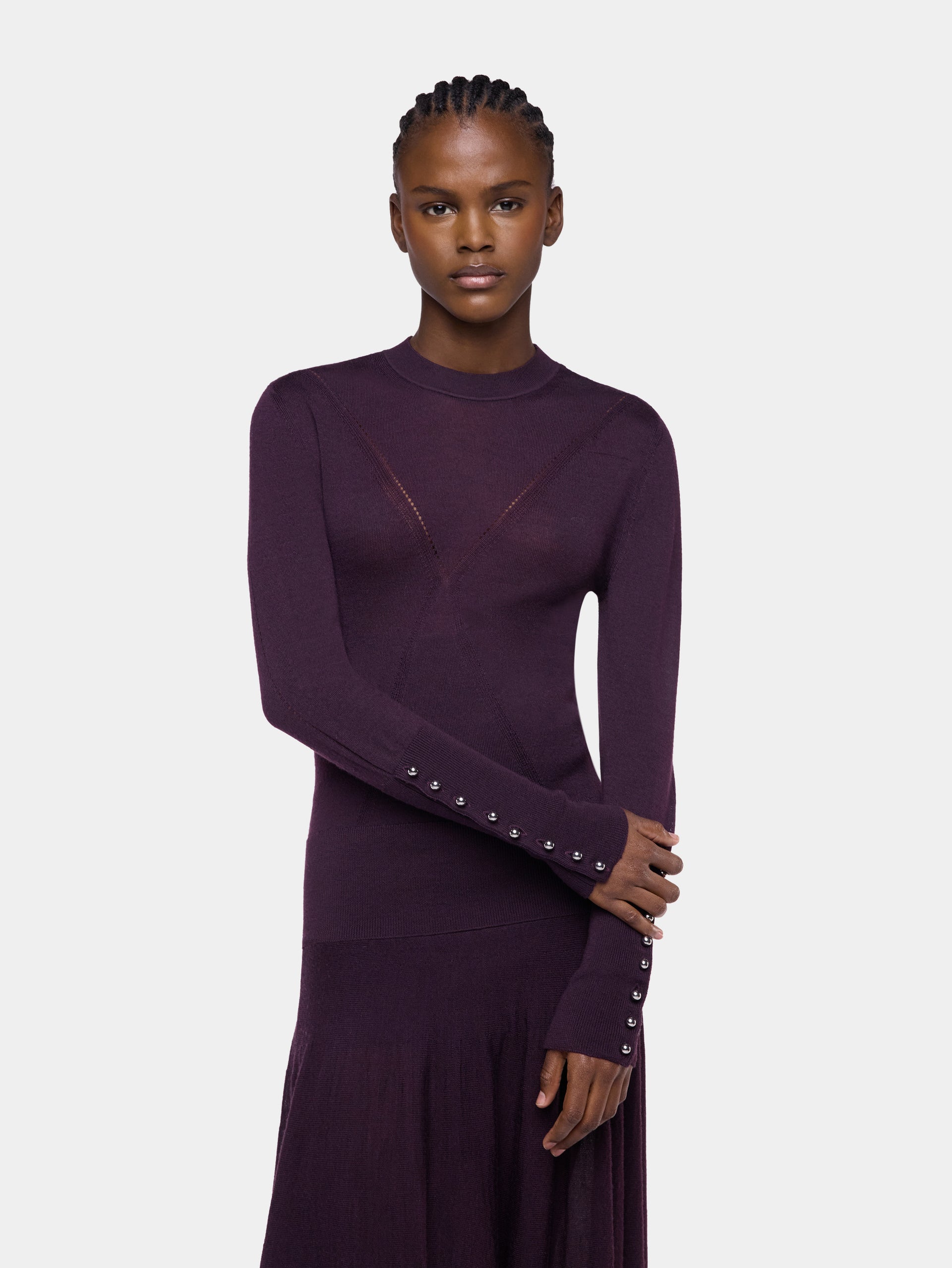 Magenta wool long-sleeve sweater