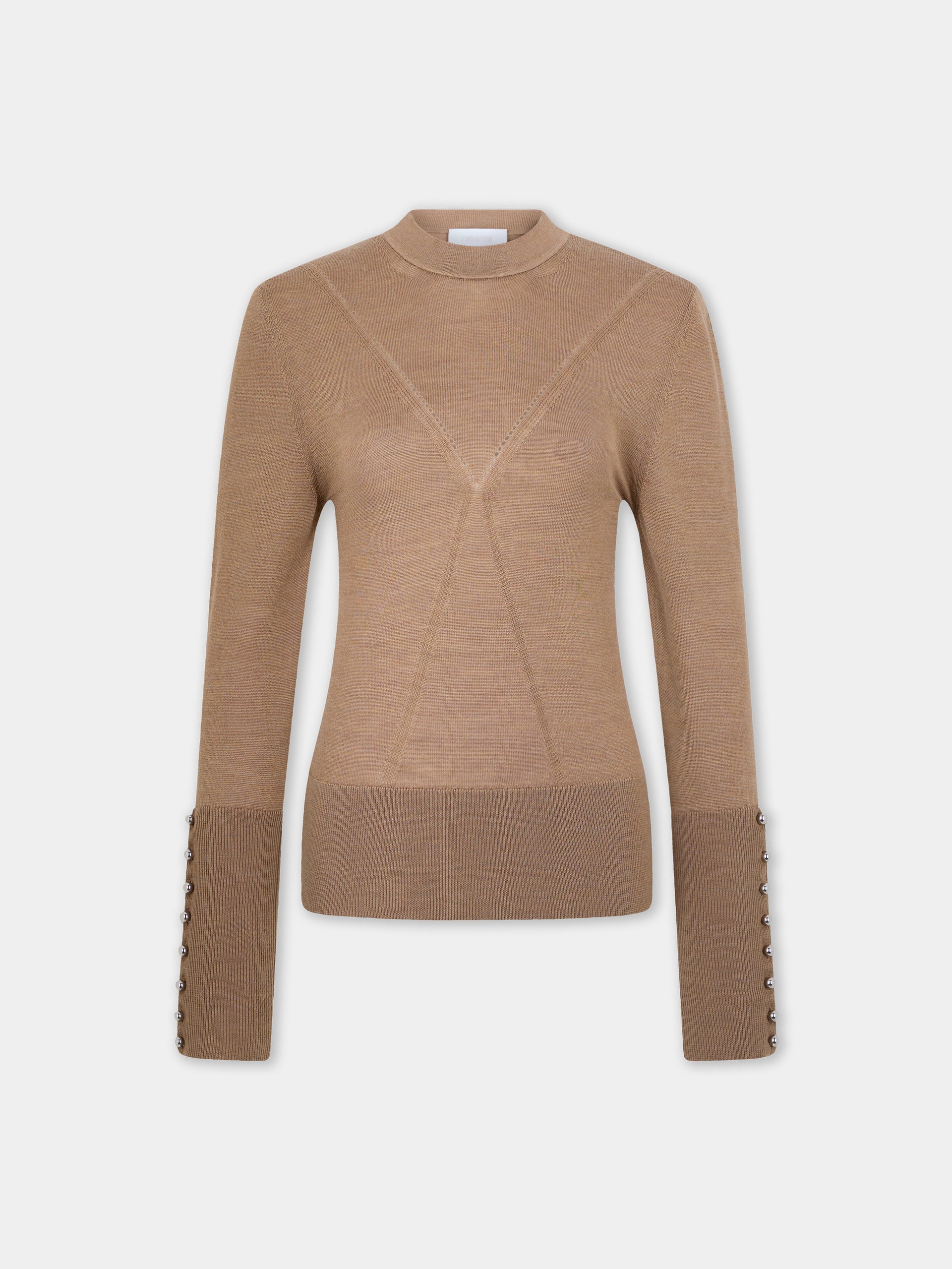 Camel wool long-sleeve sweater