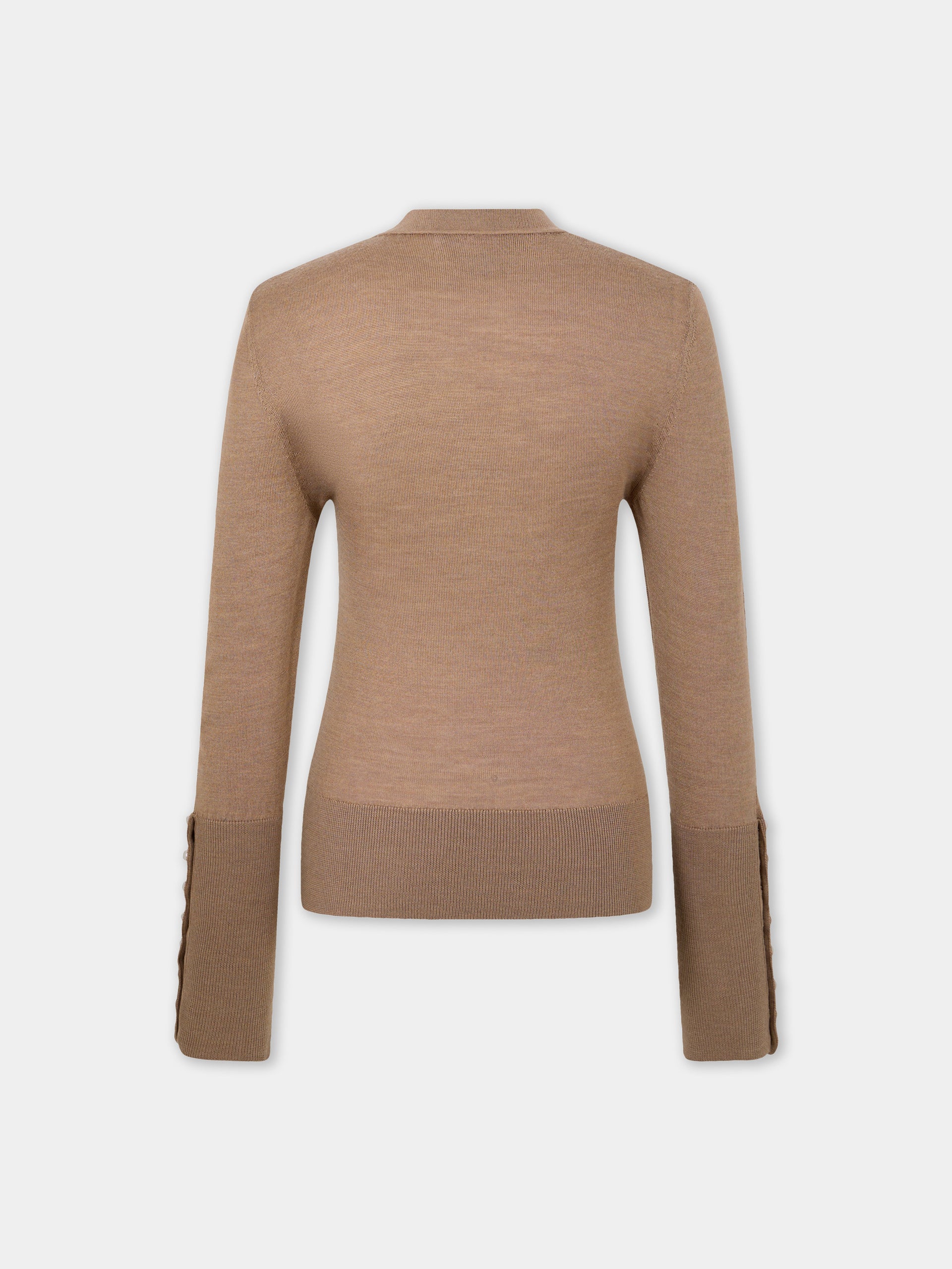 Camel wool long-sleeve sweater