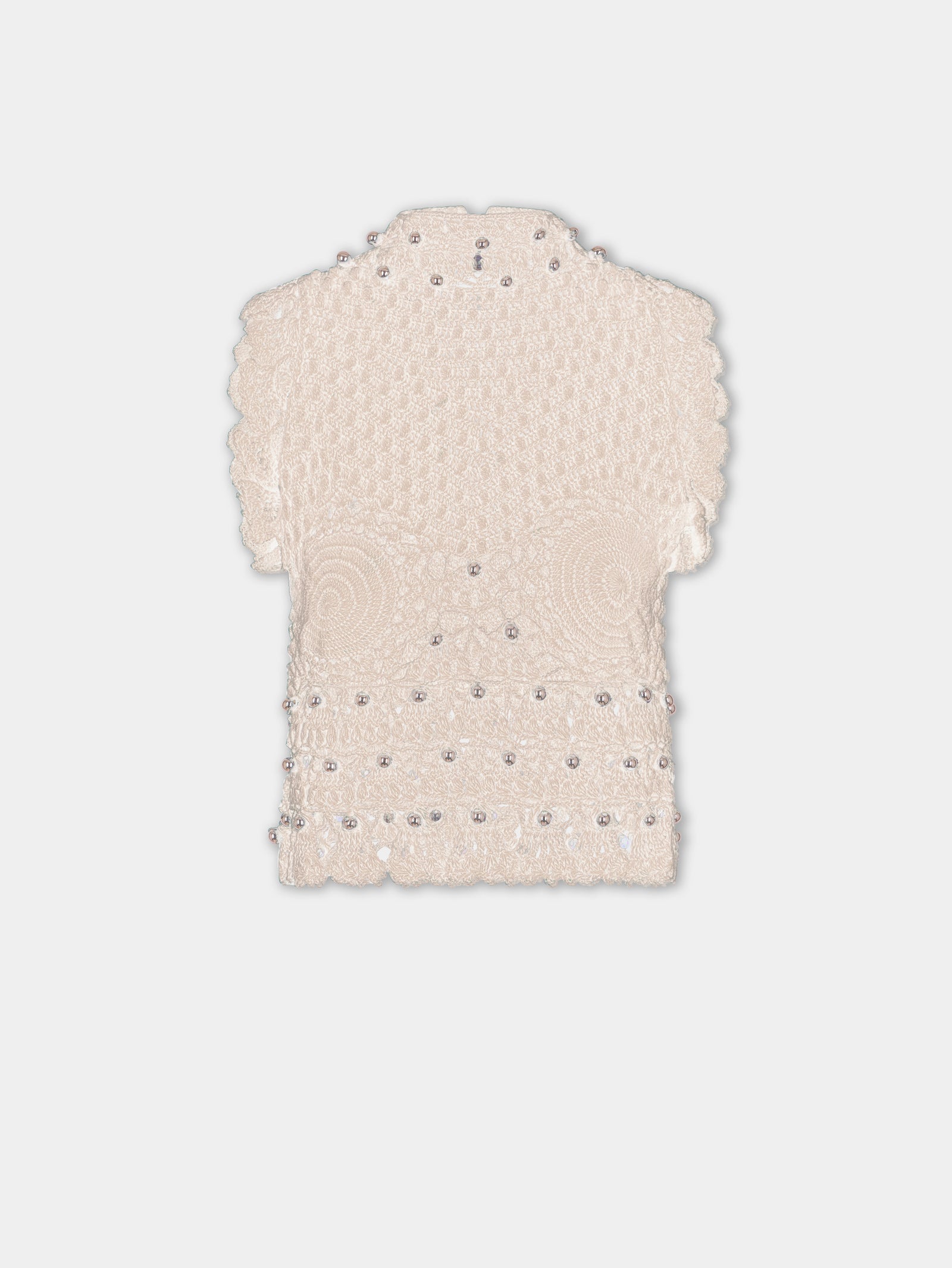 Handmade sleeveless top in ecru crochet - Image 1