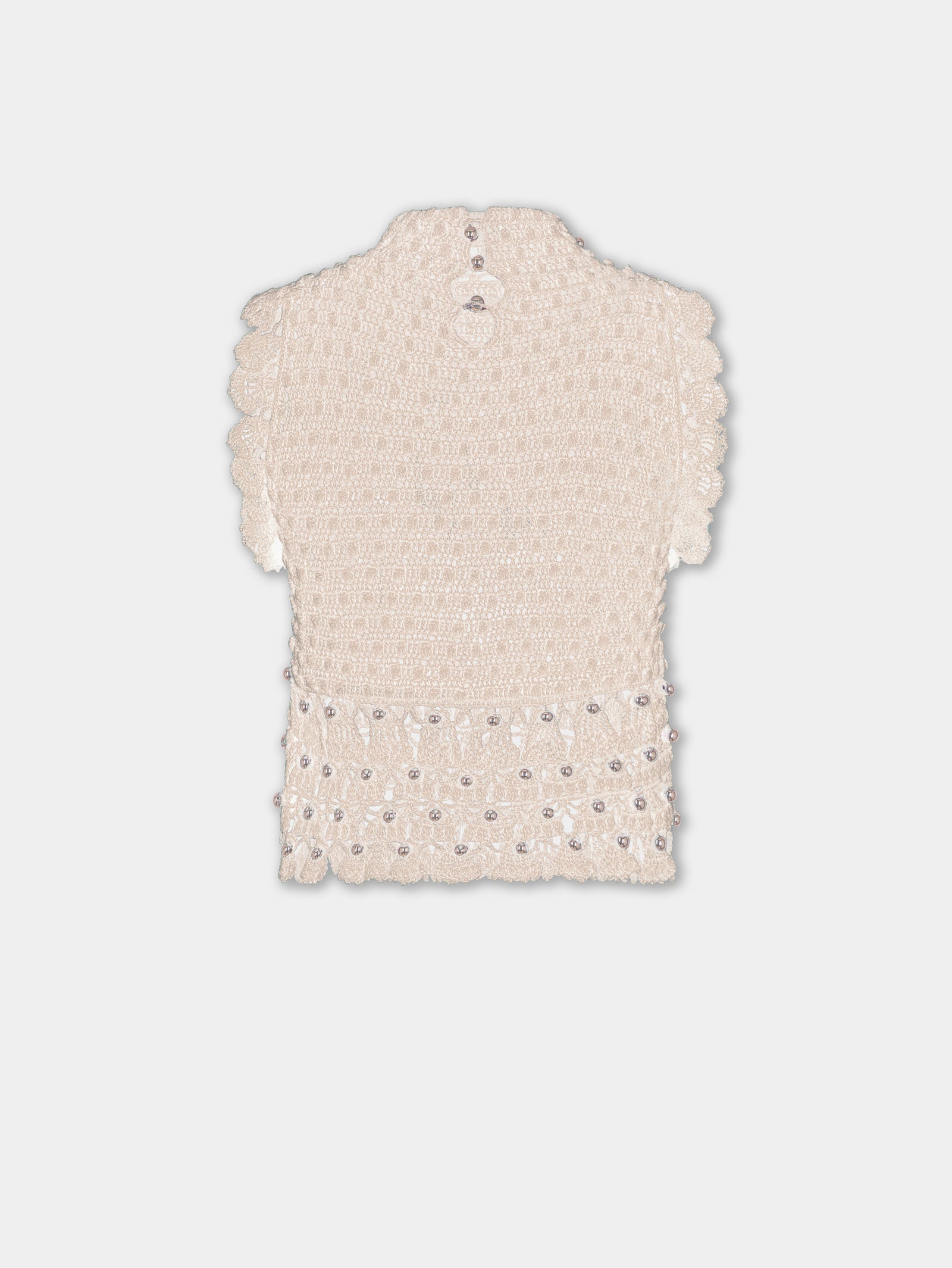 Handmade sleeveless top in ecru crochet - Image 2