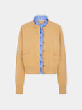 Camel wool long-sleeve cardigan