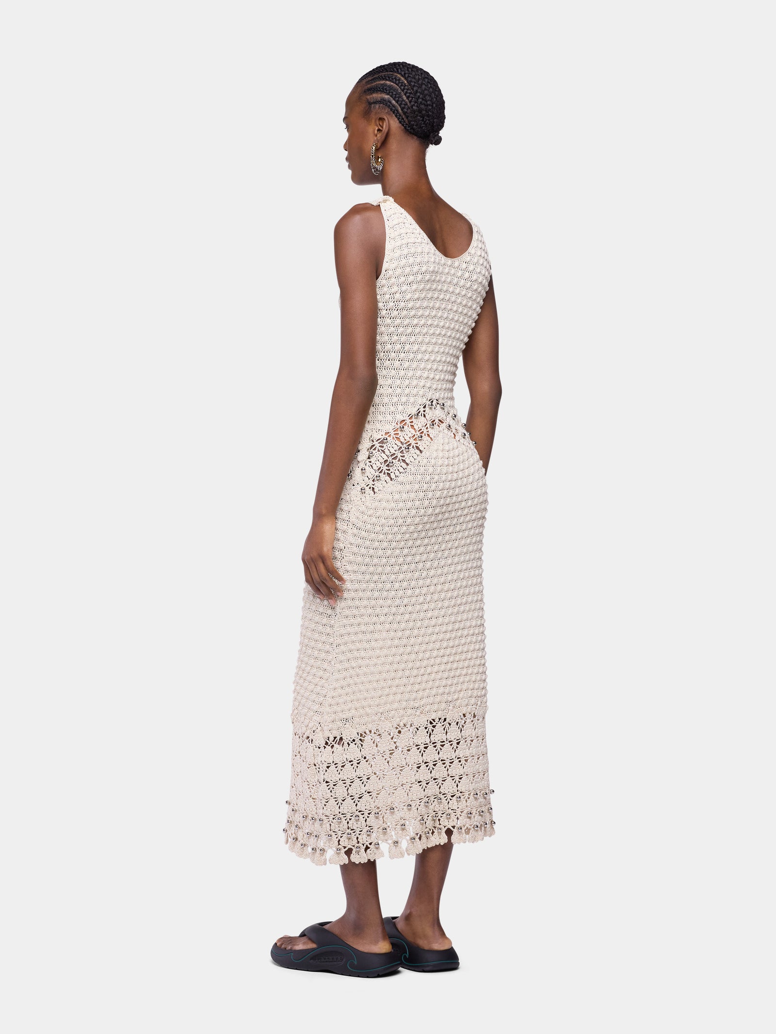 Robe midi faite main en crochet écru - Image 3