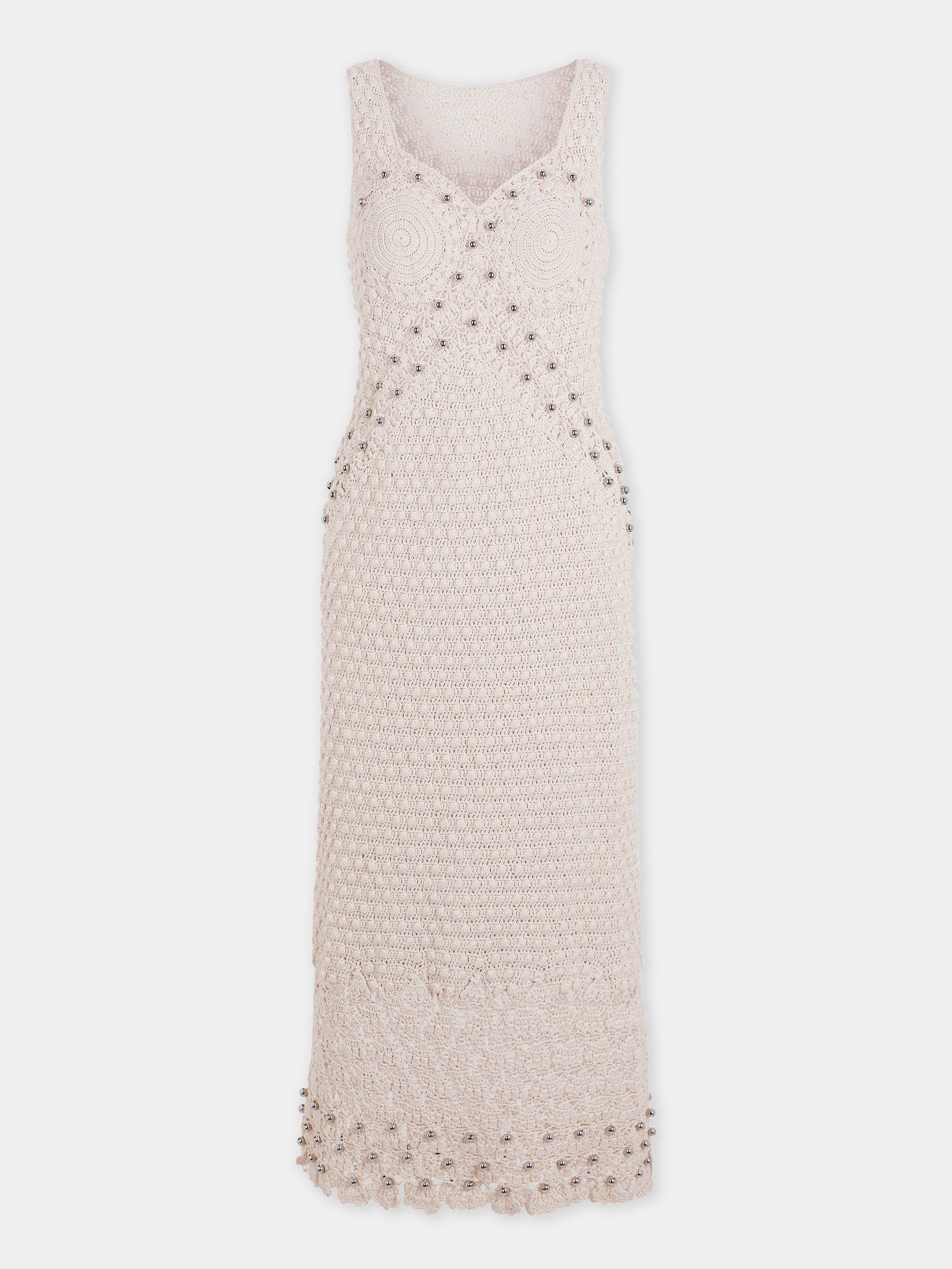 Robe midi faite main en crochet écru - Image 1