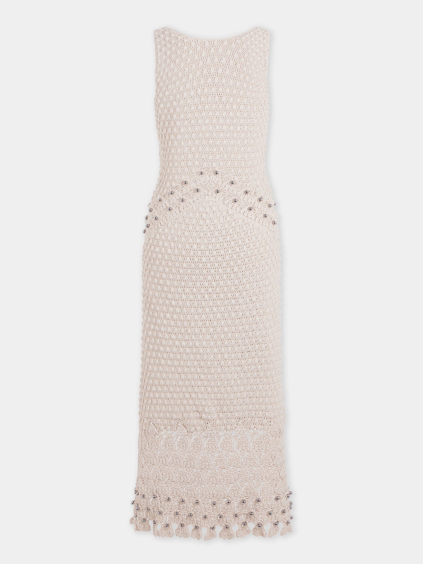 Handmade midi dress in ecru crochet
