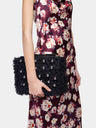 Pochette en raphia noir avec détails de franges