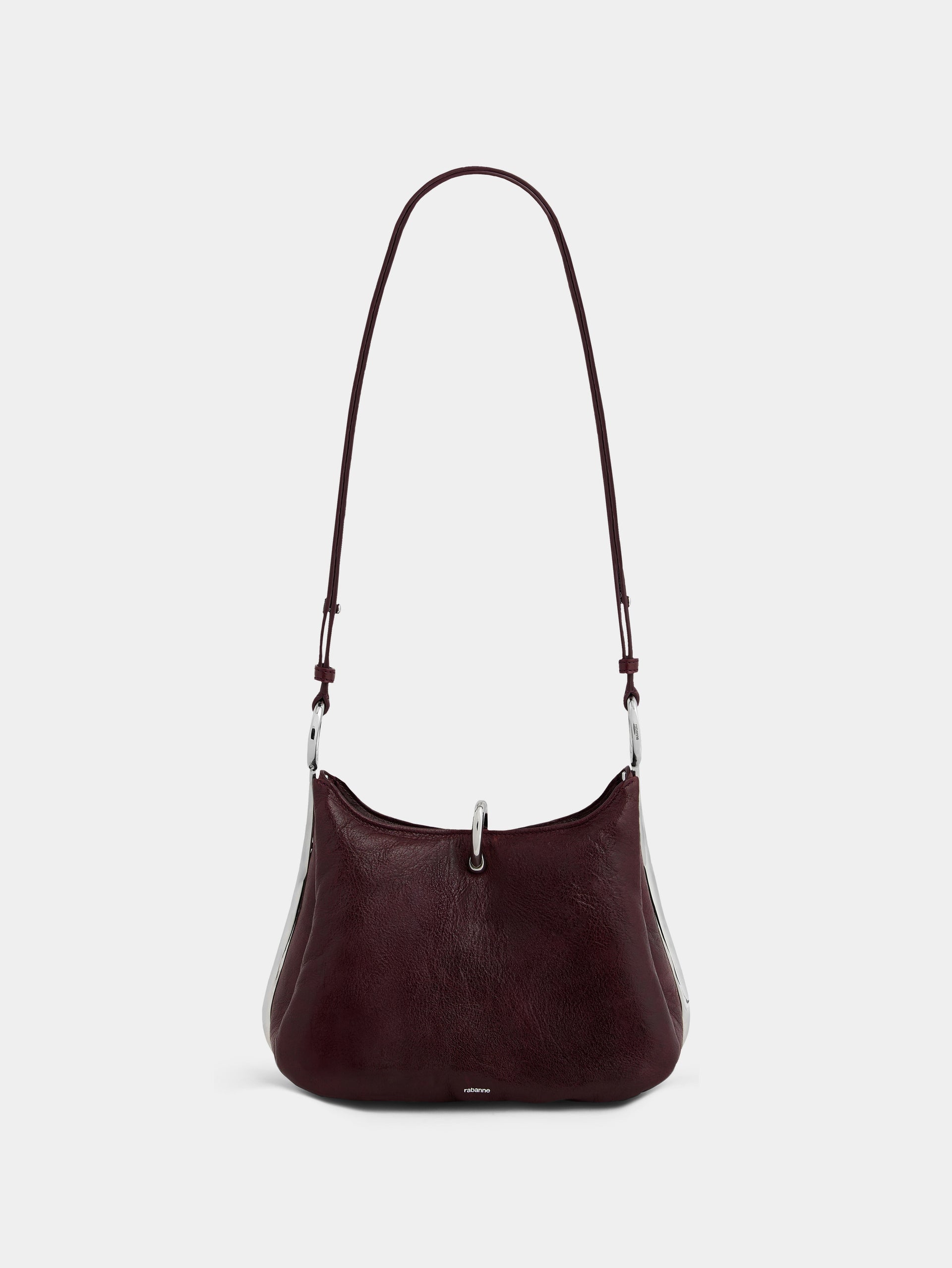 Medium Ring bag in dark burgundy textured leather