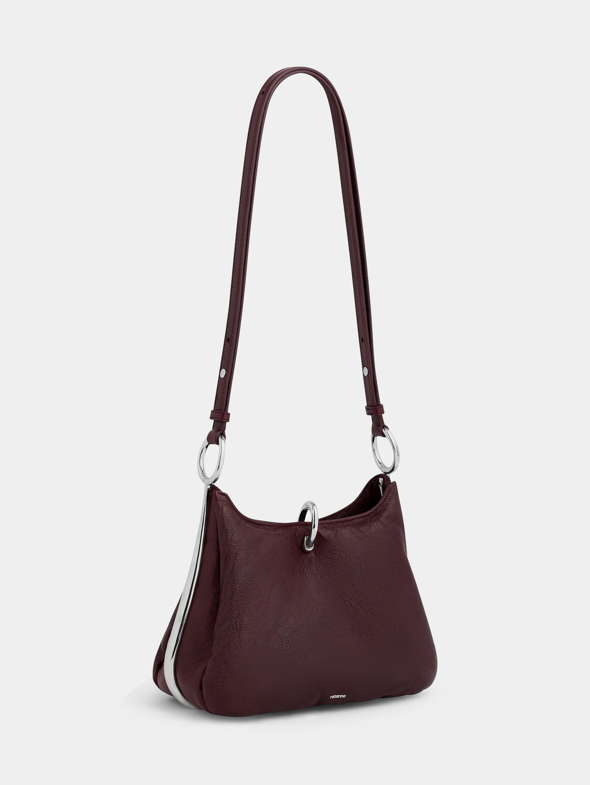 Medium Ring bag in dark burgundy textured leather