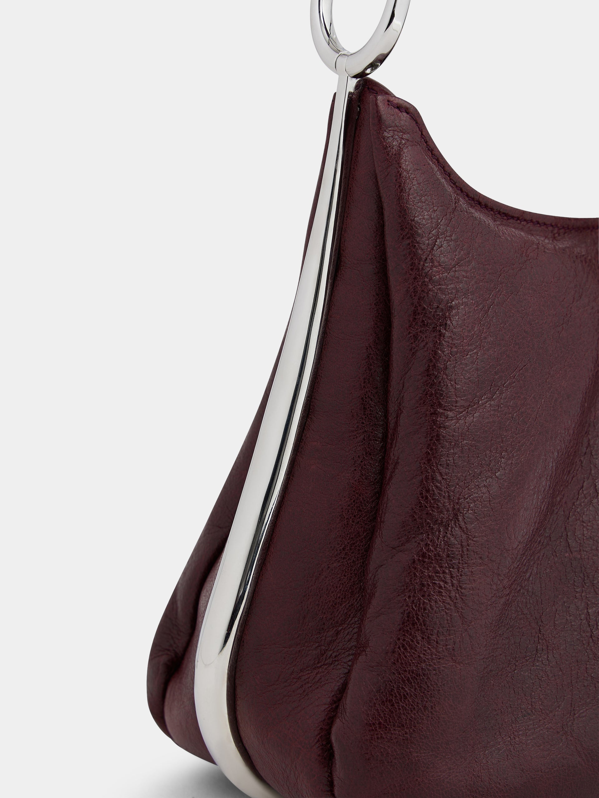 Medium Ring bag in dark burgundy textured leather