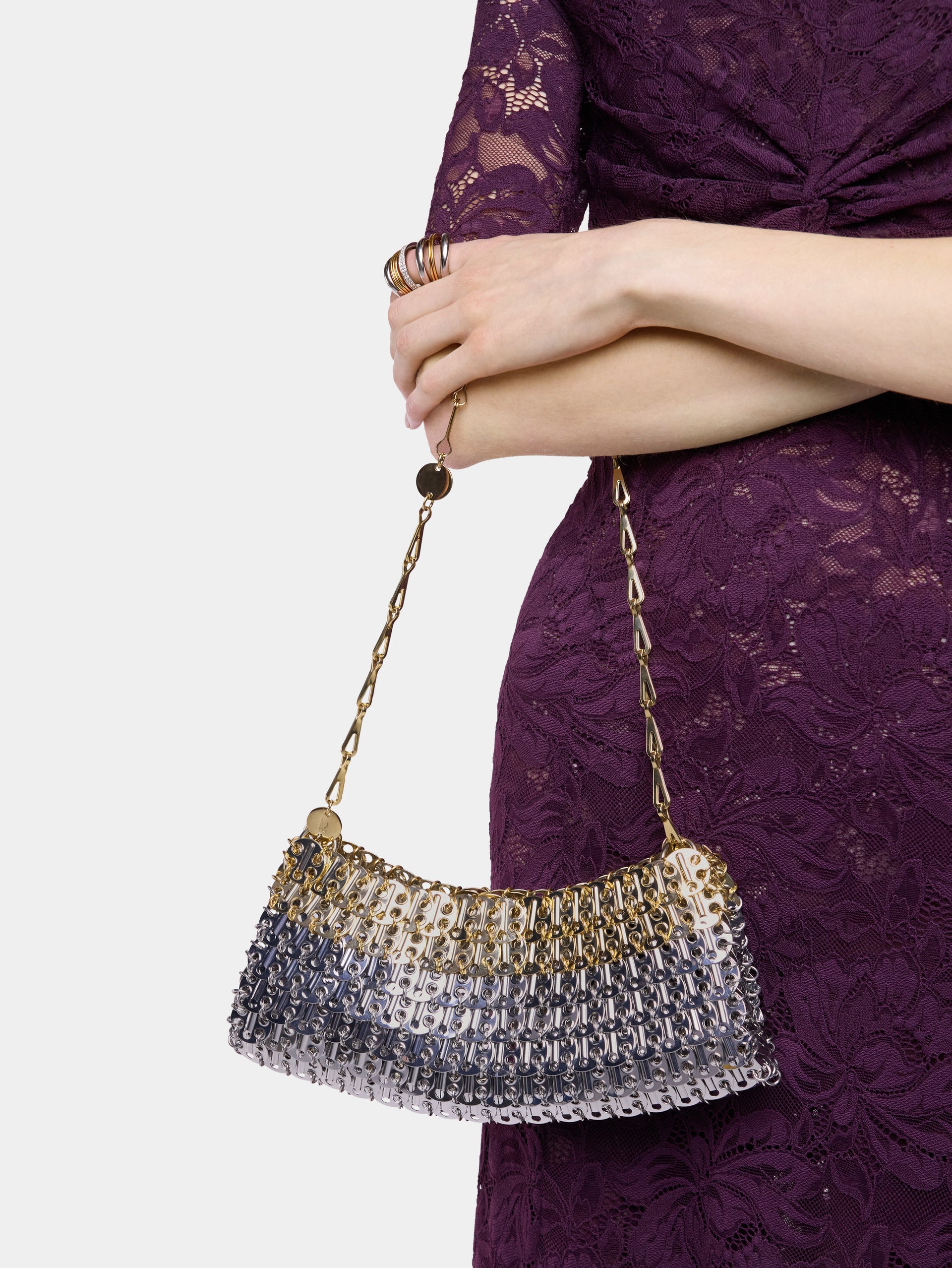 1969 Clutch skyline bi-color metal bag