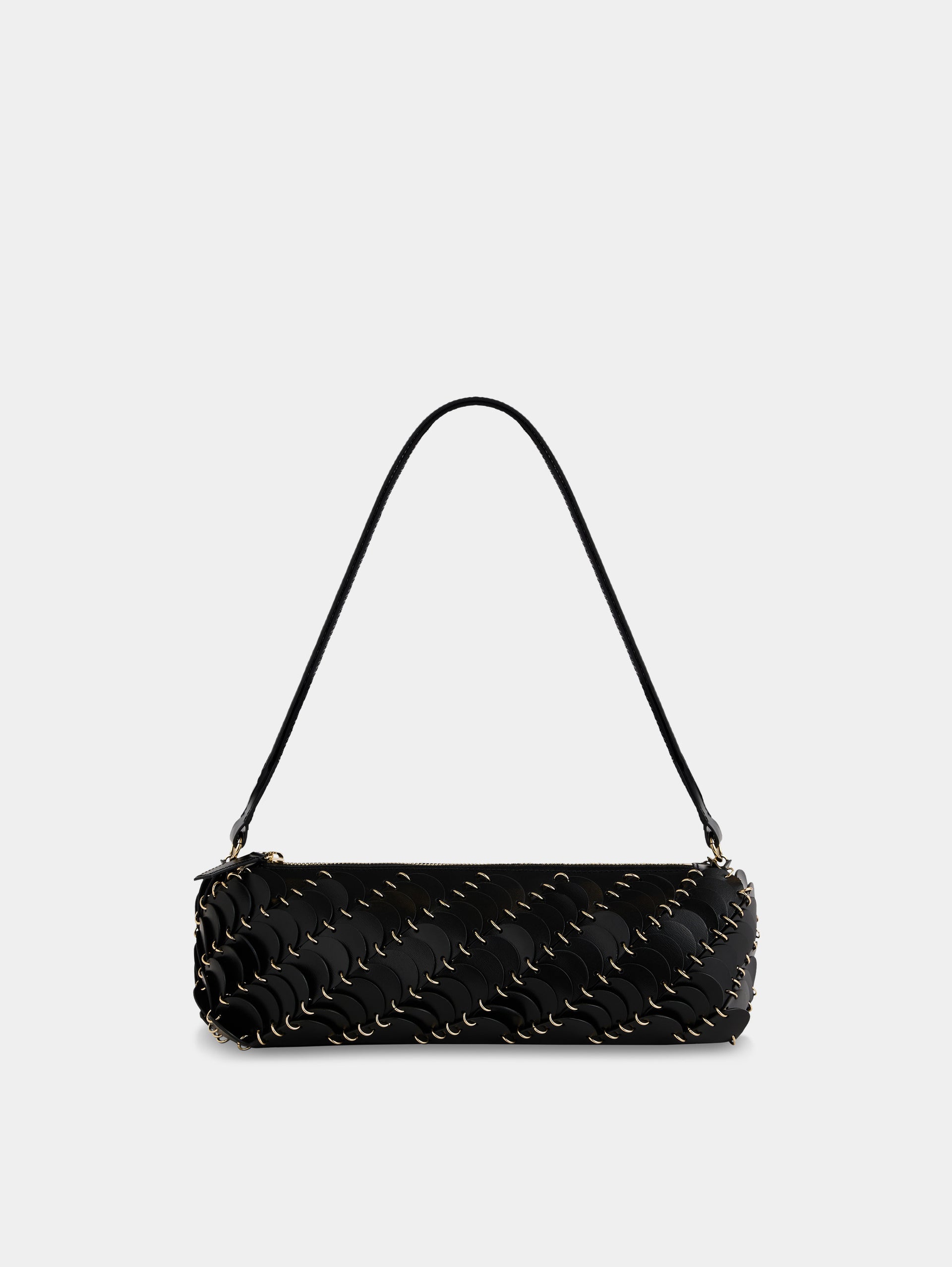 Baguette Bag in black leather and gold finishing