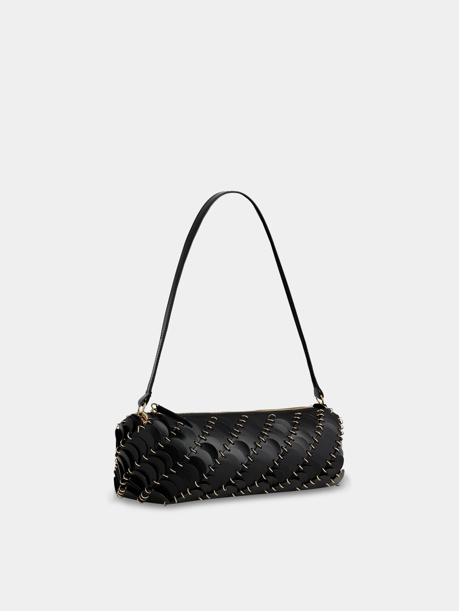 Baguette Bag in black leather and gold finishing - Image 3