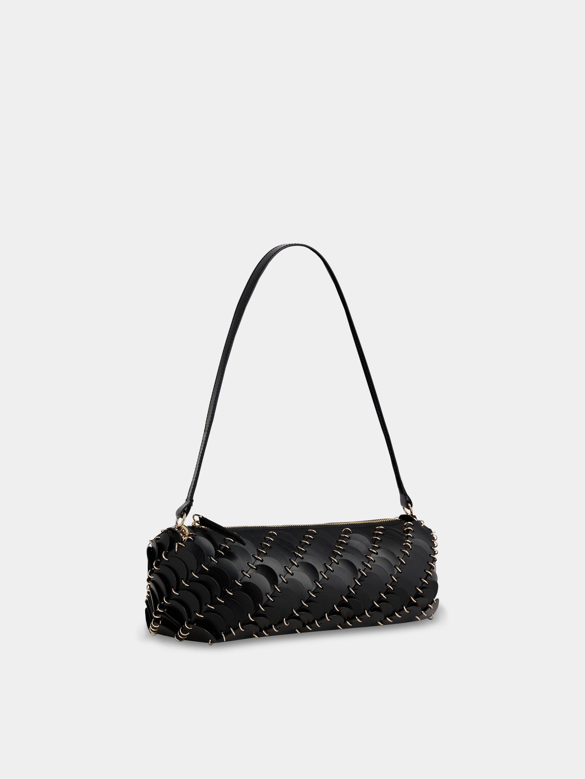 Baguette Bag in black leather and gold finishing