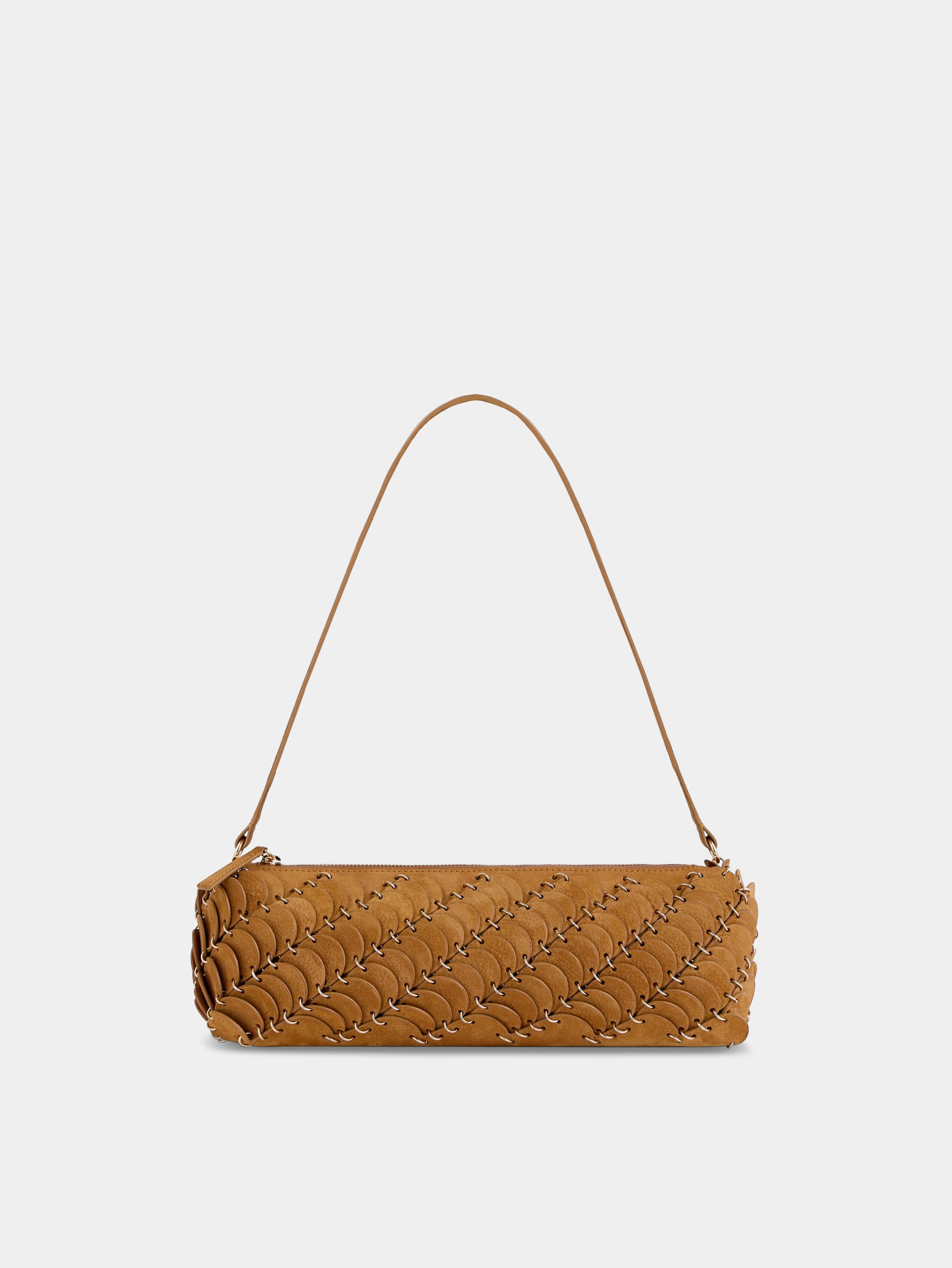 Baguette Bag in camel nubuck leather and gold finishing