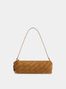 Baguette Bag in camel nubuck leather and gold finishing
