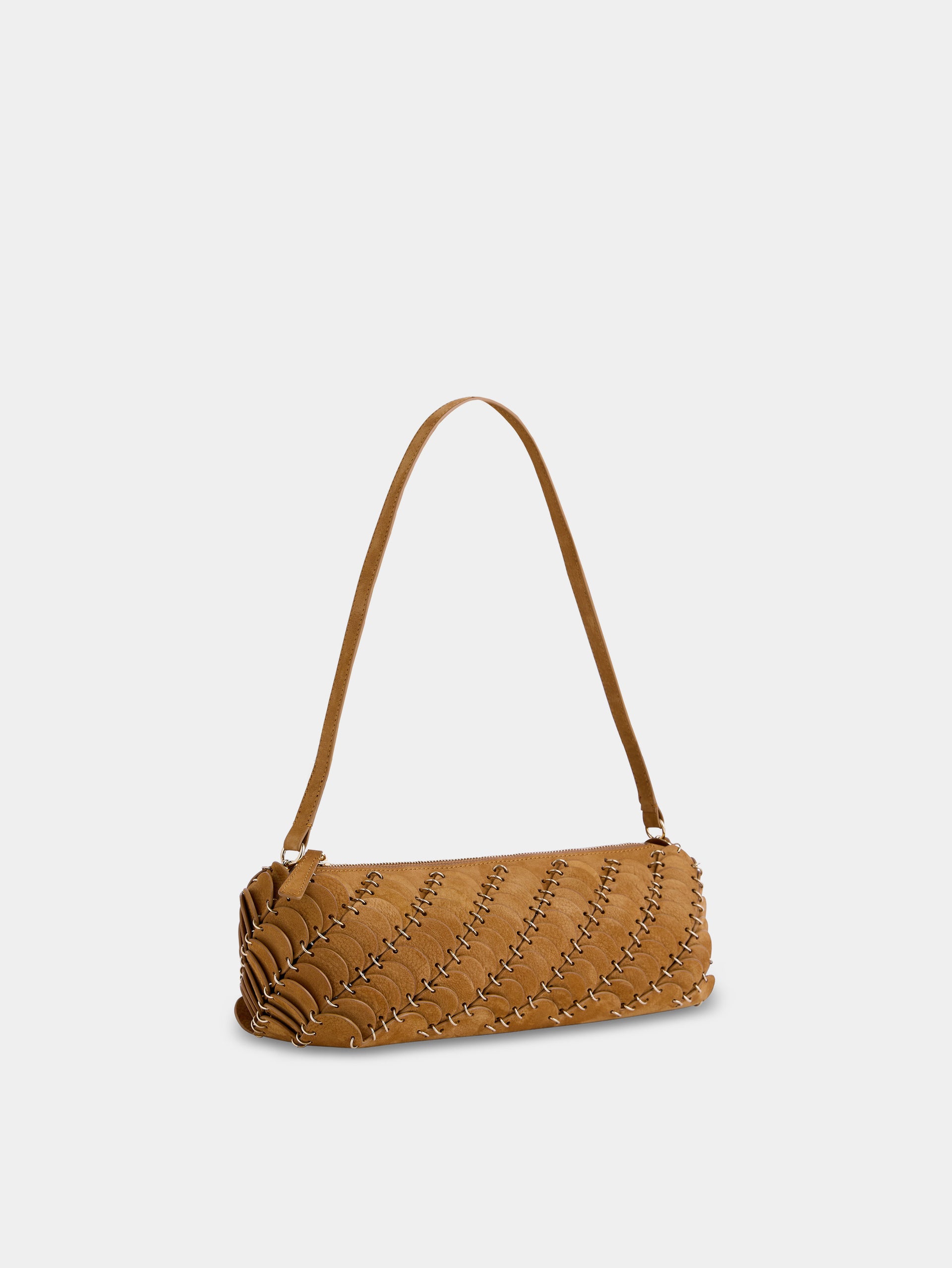 Baguette Bag in camel nubuck leather and gold finishing