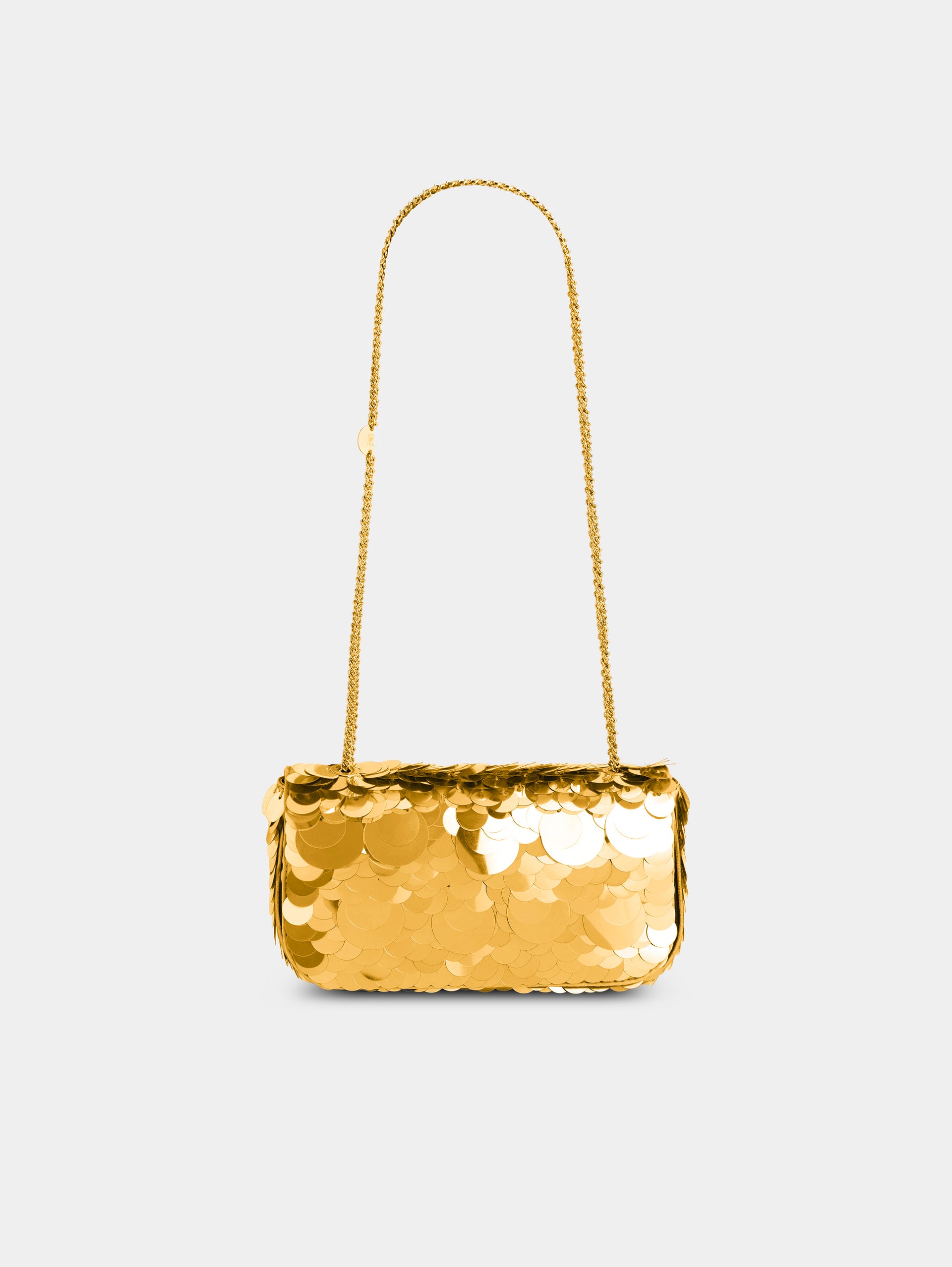 Small Sparkle baguette bag with gold sequins embroidery