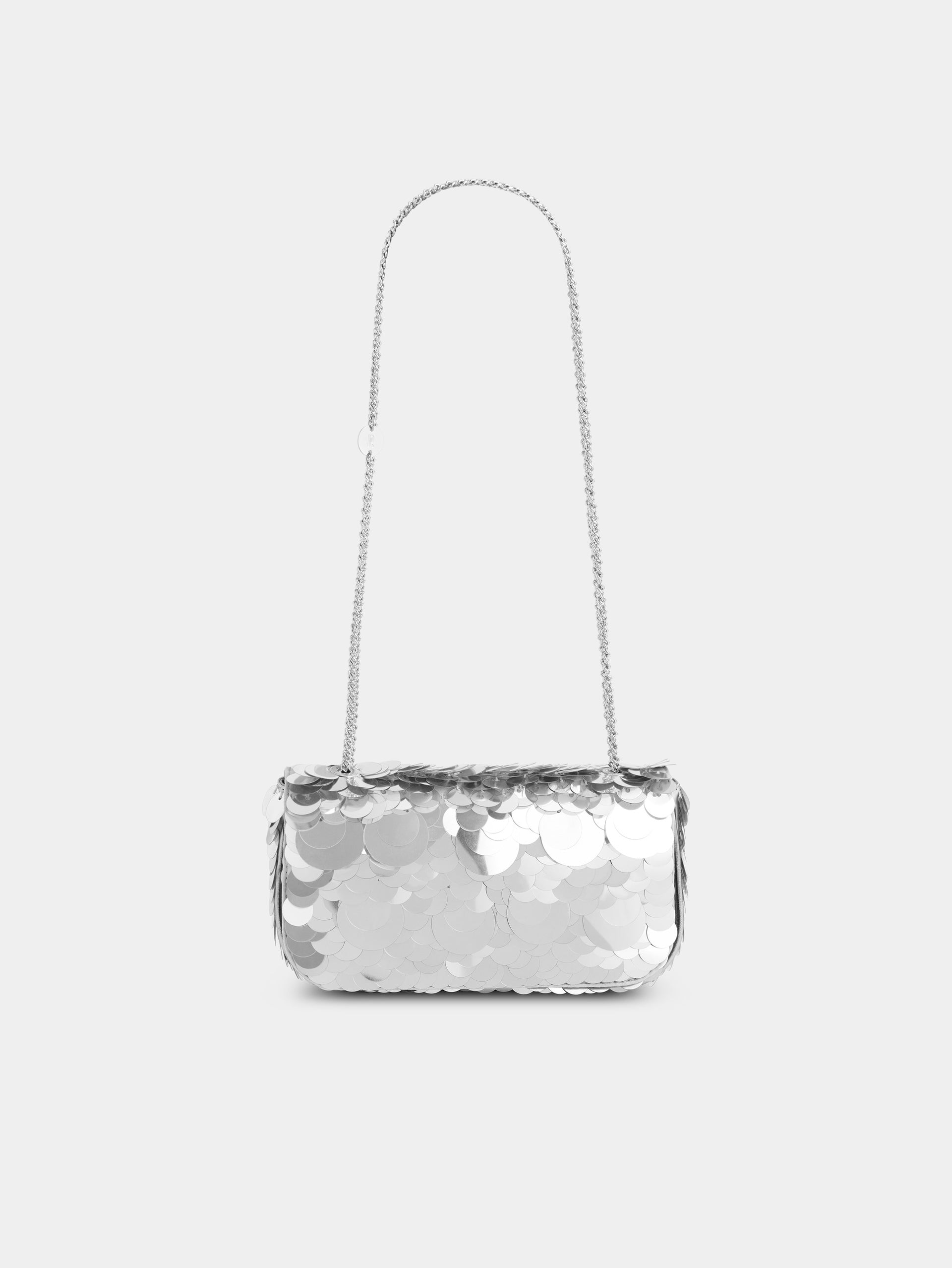 Small Sparkle baguette bag with silver sequins embroidery