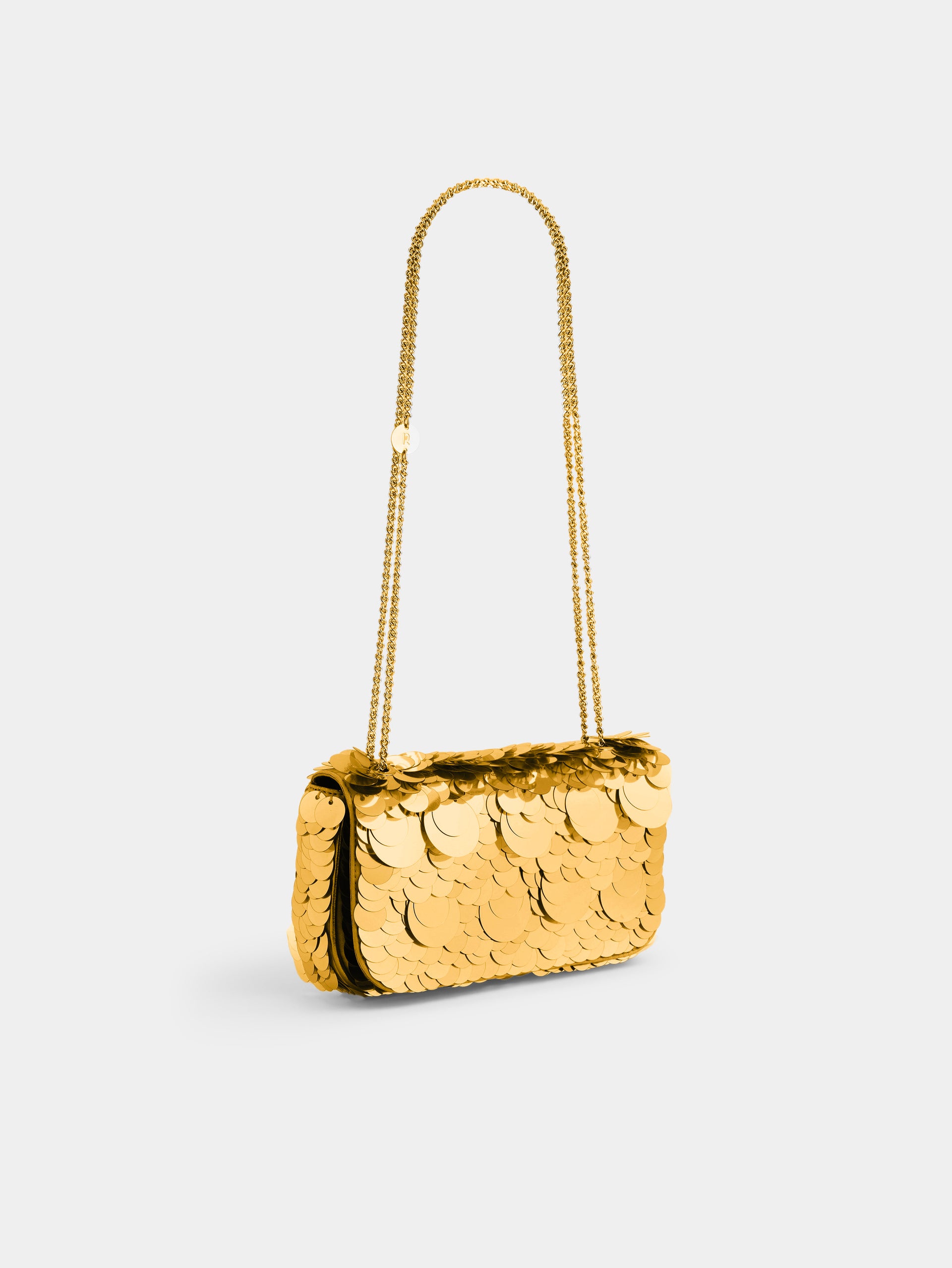 Small Sparkle baguette bag with gold sequins embroidery