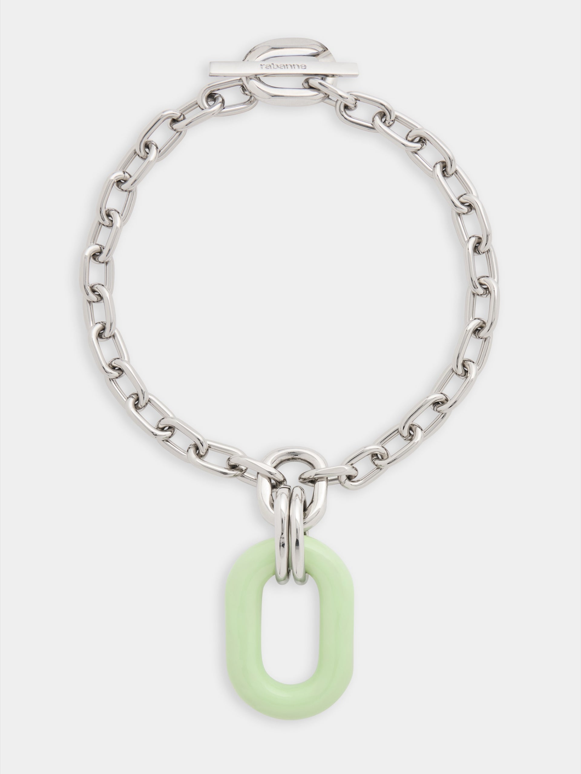 Necklace XL Link in bicolor silver and green packshot front view 1