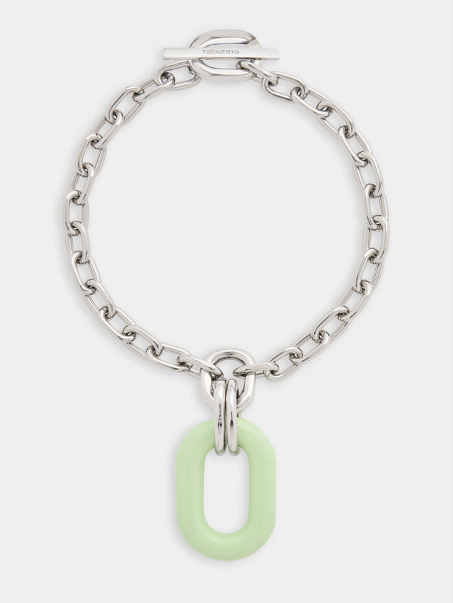 Necklace XL Link in bicolor silver and green - Image 1
