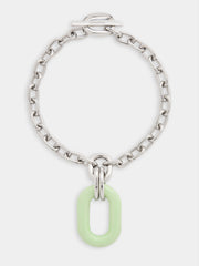 Necklace XL Link in bicolor silver and green