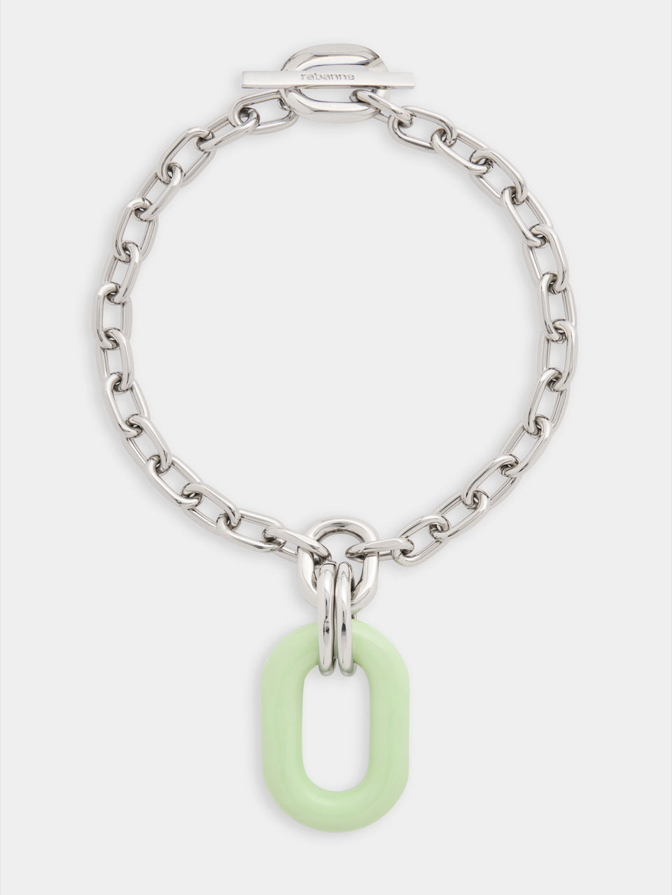 Necklace XL Link in bicolor silver and green packshot front view 1 - Image 1