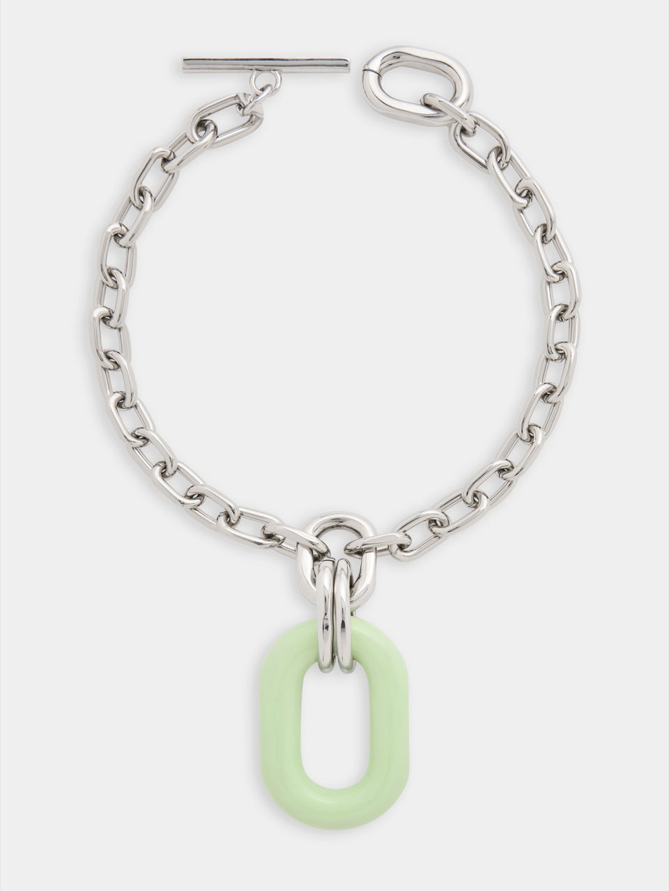 Necklace XL Link in bicolor silver and green packshot front view 3 - Image 3